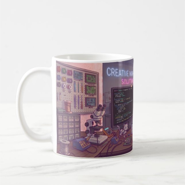Geek Coding Cat Mugg – Söt Programmerare Kaffe Kop (Vänster)
