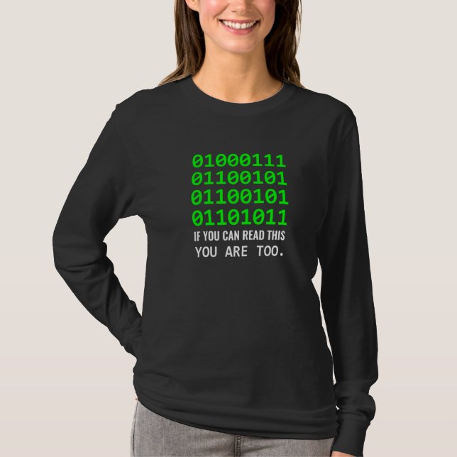 Geek Computer Binary Code Software Developer T Shirt (Framsida)