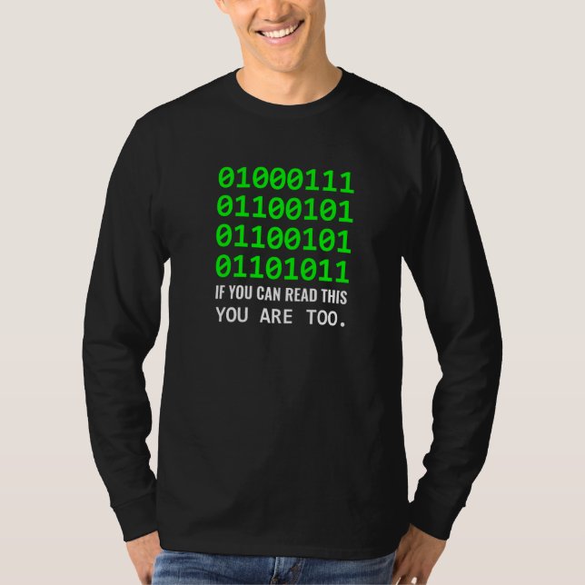 Geek Computer Binary Code Software Developer T Shirt (Framsida)