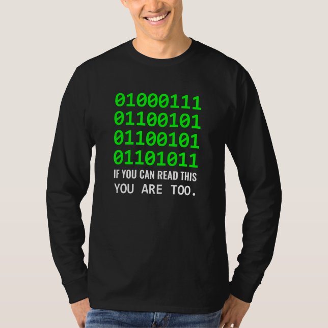 Geek Computer Binary Code Software Developer T Shirt (Framsida)