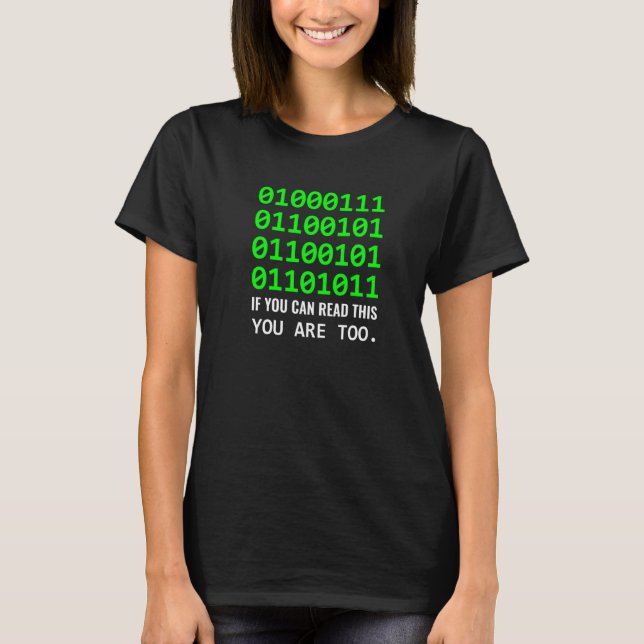 Geek Computer Binary Code Software Developer T Shirt (Framsida)