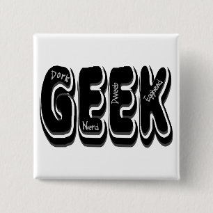 GEEK! DorkDweebNerd och intellektuell snobb Knapp