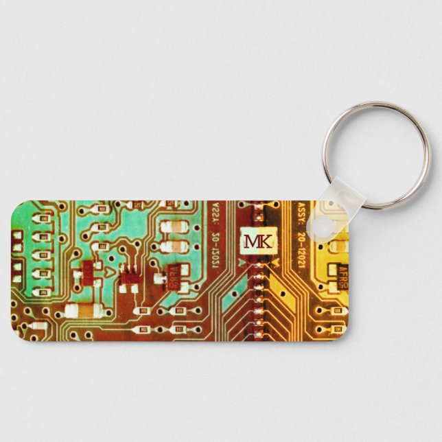 Geek Ethnic Prated Circuit Board Robotic Initialer Nyckelring (Framsida)