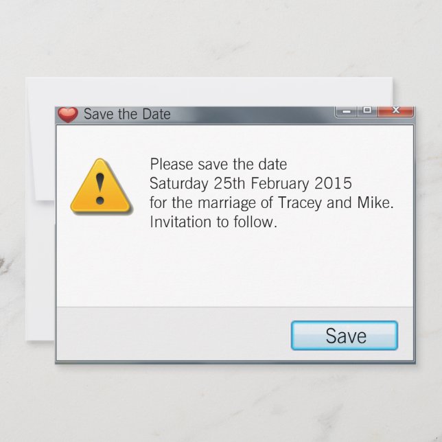 Geek-felmeddelande Spara Grått för datuminbjudan Datumet (Framsida)