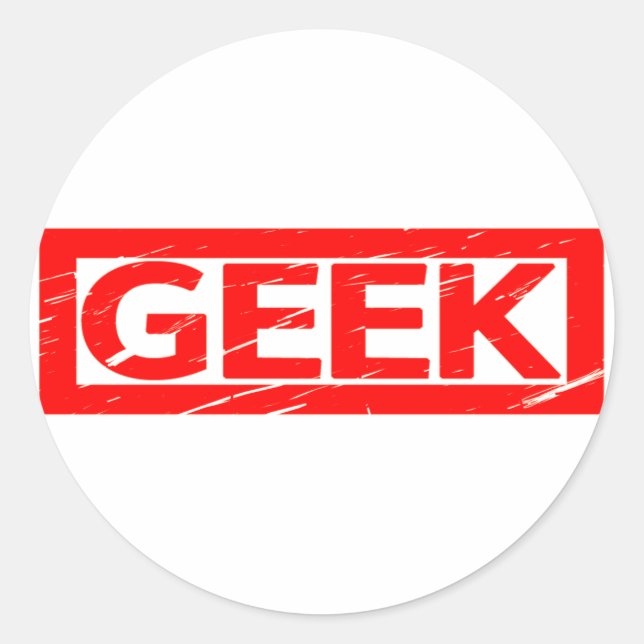 Geek Frimärke Runt Klistermärke (Framsida)