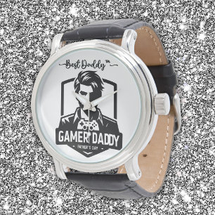 Geek Gamer Pappa Lycklig Fars dag Armbandsur