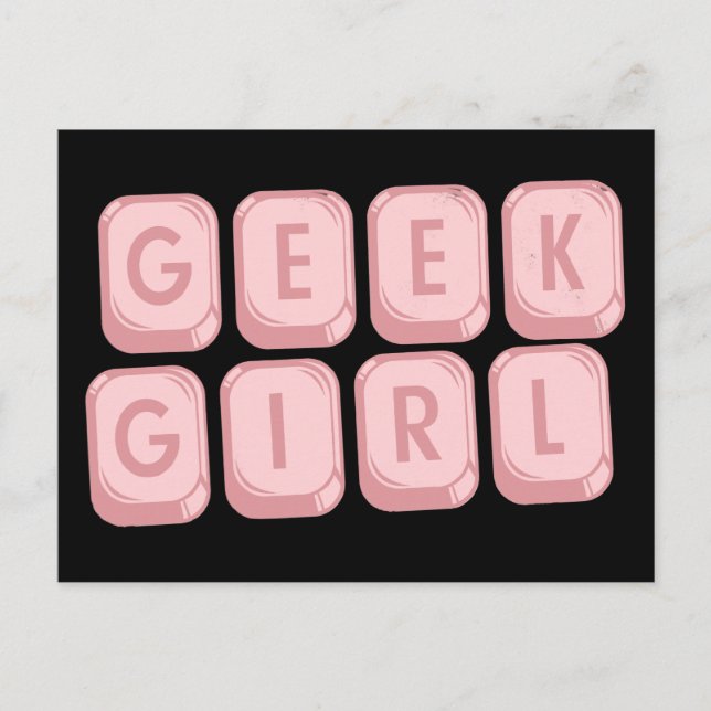 Geek Girl Rosa Tangentbord Vykort (Framsida)