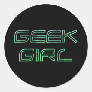 Geek Girl Sticker Runt Klistermärke