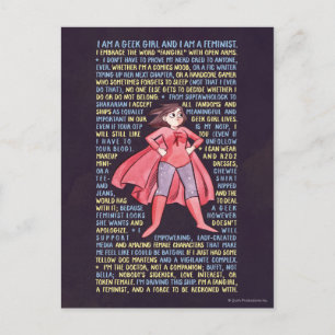 Geek Girl's Litany for Feminism Vykort
