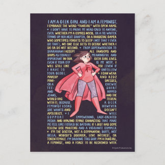 Geek Girl's Litany for Feminism Vykort