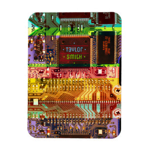 Geek & Glitch-kretskort robot Namn Magnet