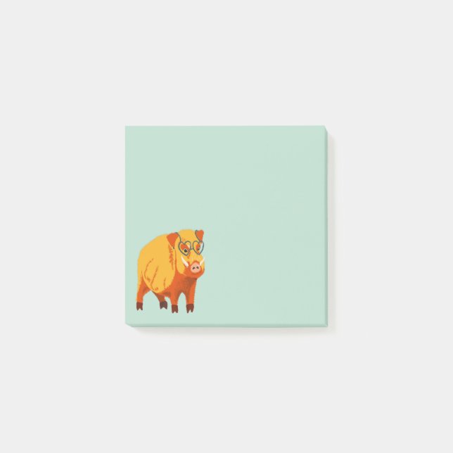 Geek Gris Funny Boar Vild Animal Post-it Block (Framsida)