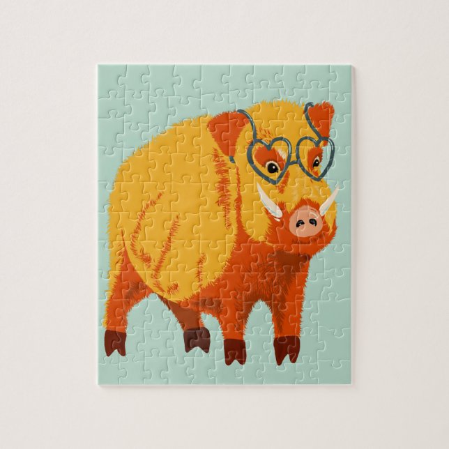 Geek Gris Funny Boar Vild Animal Pussel (Vertikal)