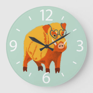 Geek Gris Funny Boar Vild Animal Stor Klocka
