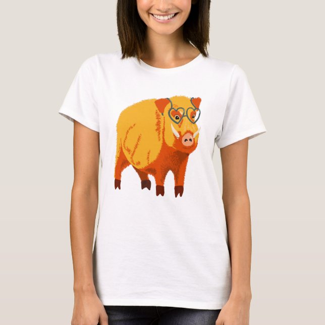 Geek Gris Funny Boar Vild Animal T Shirt (Framsida)