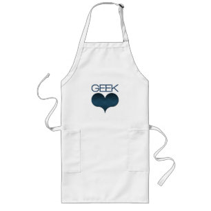 Geek Kärlek (Heart) Apron, Mörk blått Långt Förkläde