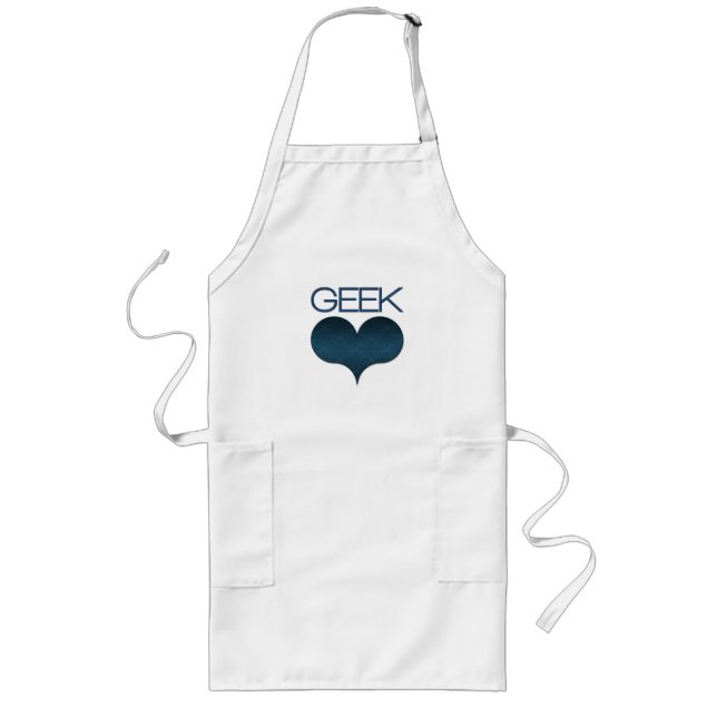 Geek Kärlek (Heart) Apron, Mörk blått Långt Förkläde (Framsidan)