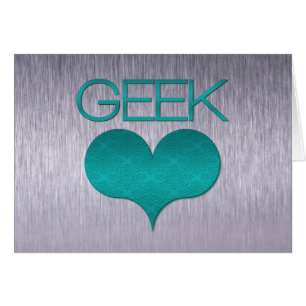 Geek Kärlek (Heart) kort, turkos Hälsningskort