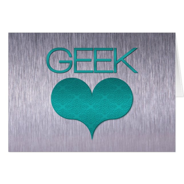 Geek Kärlek (Heart) kort, turkos Hälsningskort (Framsidan Horizontal)