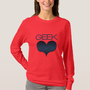 Geek Kärlek (Heart) Kvinnors Mörk Tee, Mörk blått T Shirt