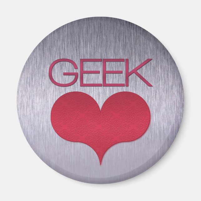 Geek Kärlek (Heart) Magnet, Mörkens Rosa Magnet (Framsidan)