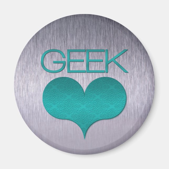 Geek Kärlek (Heart) Magnet, turkos Magnet (Framsidan)