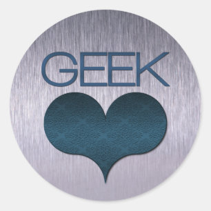 Geek Kärlek (Heart) - Mörk blått Runt Klistermärke