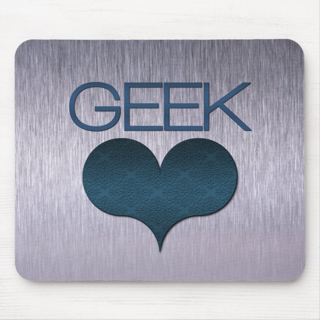 Geek Kärlek (Heart) Mousepad, Mörk blått Musmatta (Framsidan)