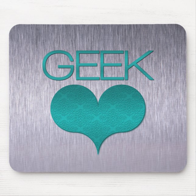 Geek Kärlek (Heart) Mousepad, turkos Musmatta (Framsidan)