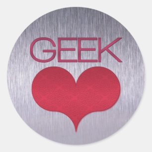 Geek Kärlek (Heart) - Stickers, Mörkens Rosa Runt Klistermärke