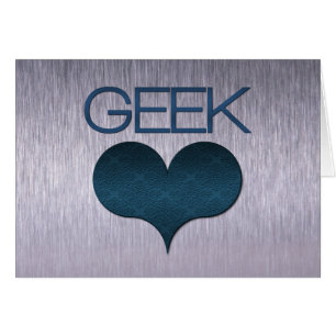 Geek Kärlek (hjärta) kort, Mörk blått Hälsningskort
