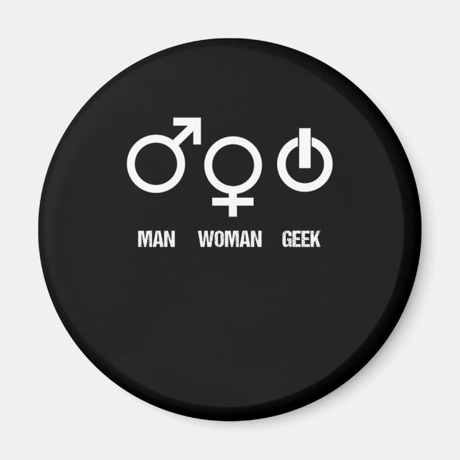 Geek Man Woman Nerd Computer Video Player Gift Magnet (Framsidan)
