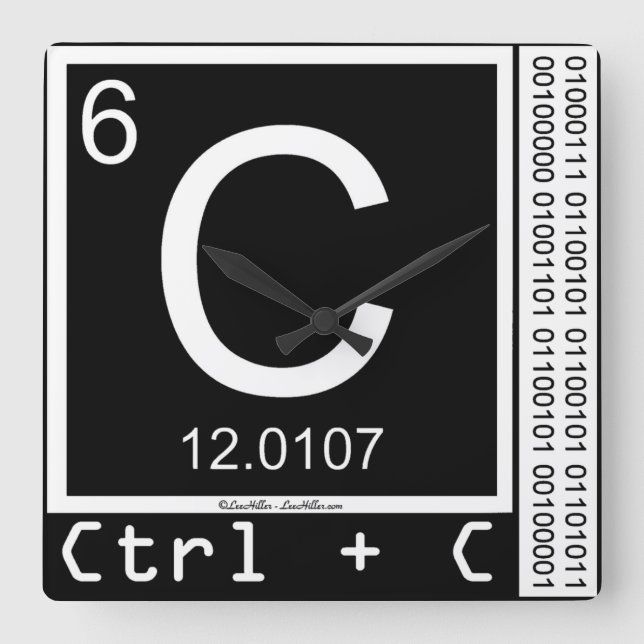 Geek Me! Carbon Copy Fyrkantig Klocka (Framsida)
