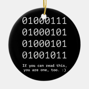 GEEK Nerd Binary Text Code Software Ingenjör Julgransprydnad Keramik