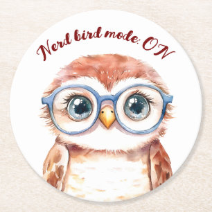 Geek Nerd Bird Underlägg Papper Rund