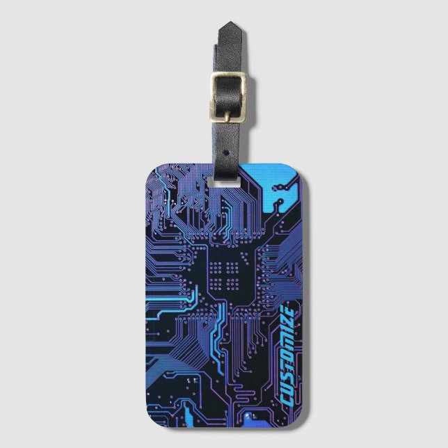 Geek Out Anpassningsbar PCB Blue Electronic Circui Bagagebricka (Framsida vertikal)