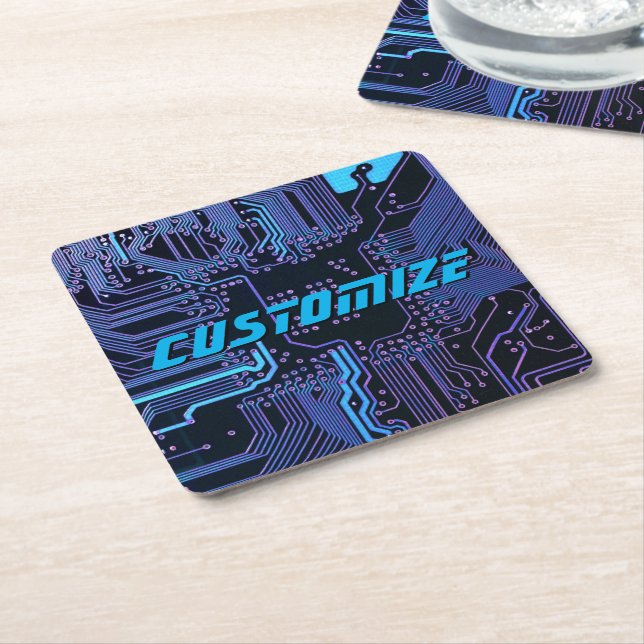 Geek Out Anpassningsbar PCB Blue Electronic Circui Underlägg Papper Kvadrat (Vinklad)