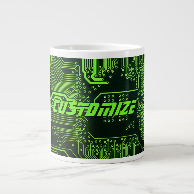 Geek Out Anpassningsbar PCB Grönt Electronic Circu Jumbo Mugg (Framsidan)