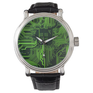 Geek Out NERD PCB Grönt Electronic Circuit Board Armbandsur