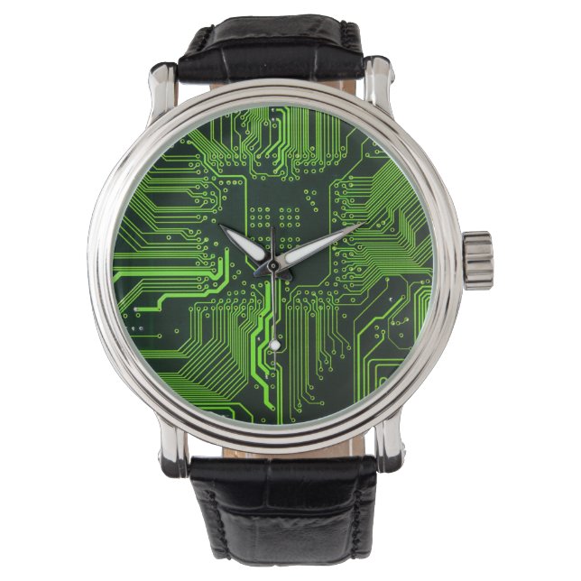 Geek Out NERD PCB Grönt Electronic Circuit Board Armbandsur (Framsida)