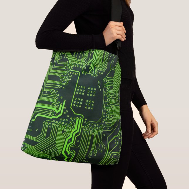Geek Out NERD PCB Grönt Electronic Circuit Board Axelväska (Närbild)