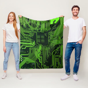 Geek Out NERD PCB Grönt Electronic Circuit Board Fleecefilt