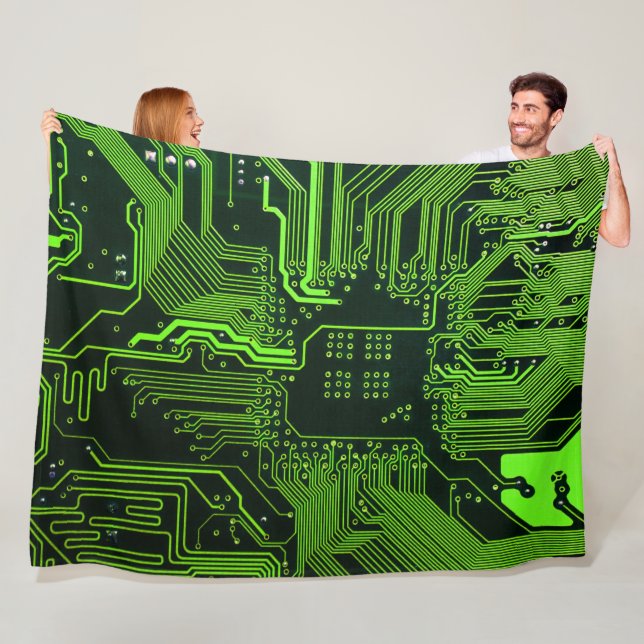 Geek Out NERD PCB Grönt Electronic Circuit Board Fleecefilt (På plats)