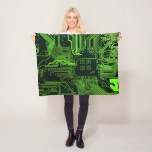 Geek Out NERD PCB Grönt Electronic Circuit Board Fleecefilt