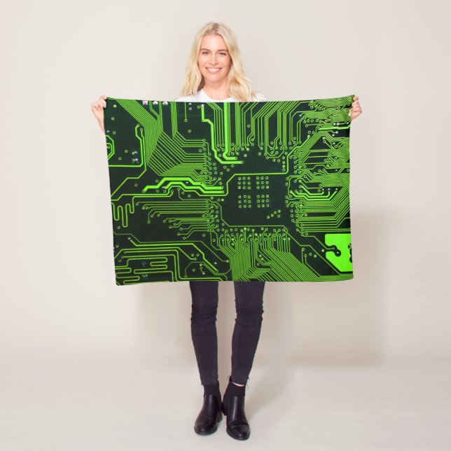 Geek Out NERD PCB Grönt Electronic Circuit Board Fleecefilt (På plats)