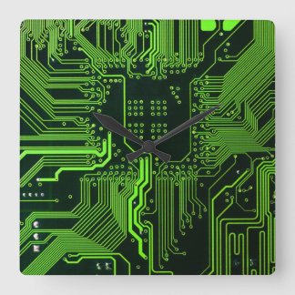 Geek Out NERD PCB Grönt Electronic Circuit Board Fyrkantig Klocka