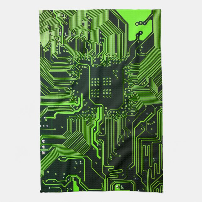 Geek Out NERD PCB Grönt Electronic Circuit Board Kökshandduk (Vertikal)