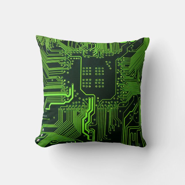 Geek Out NERD PCB Grönt Electronic Circuit Board Kudde (Framsida)