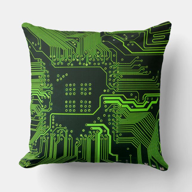 Geek Out NERD PCB Grönt Electronic Circuit Board Kudde (Framsida)