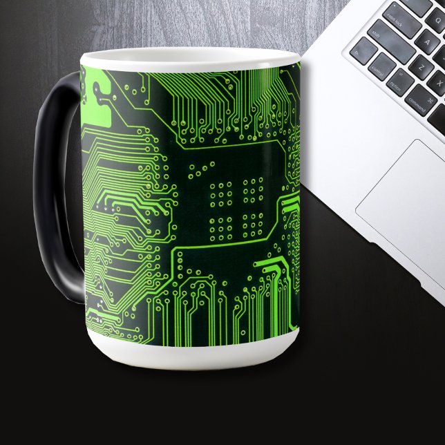 Geek Out NERD PCB Grönt Electronic Circuit Board Magisk Mugg (Skapare uppladdad)
